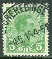 Danmark – F  131 Christian X, 5 öre stpl