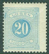 Sverige – F L 16 Lösen t. 13, 20 öre ** – veck