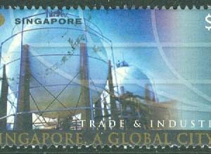 Singapore – M 1346 A Världsstaden Singapore III, handel och industri, 2 $ stpl
