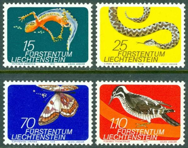 Liechtenstein - M  609-612 Liten fauna (II): Alpbiotop 4 kpl **