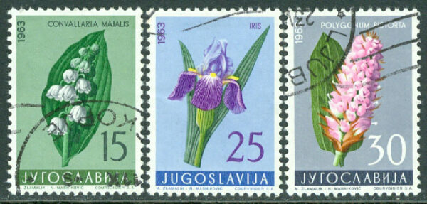 Jugoslavien - M 1034-1036 Jugoslavisk flora V, 3 ol stpl