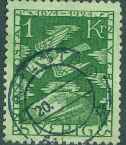 F  223 Världspostföreningen 1 kr stpl KARLSTAD