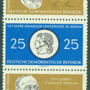 DDR – M  795, 798 Humboldt-universitetet i Berlin 150 år, 2 ol i 3-strip **