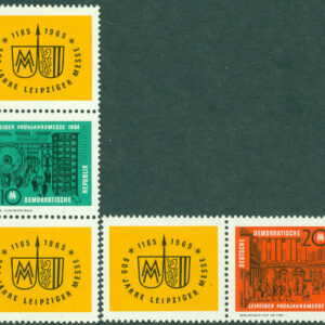 DDR – M 1012-1013 Vårmässa i Leipzig 1965, par + 3-strip kpl **
