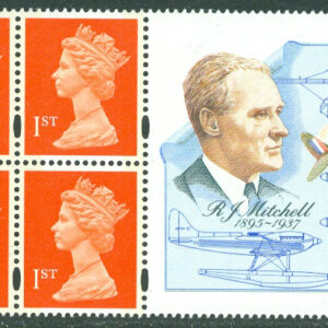 England – M 1280 CS Drottning Elisabeth II + Zf 7, R J Mitchell. Häftesblock kpl **