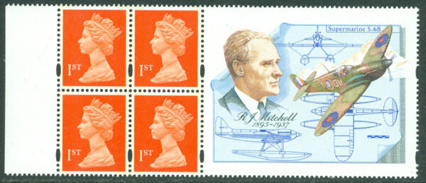 England - M 1280 CS Drottning Elisabeth II + Zf 7, R J Mitchell. Häftesblock kpl **
