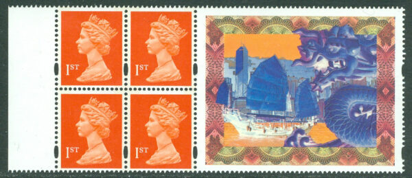 England - M 1280 CS Drottning Elisabeth II + Zf 10, Hongkong -97. Häftesblock kpl **
