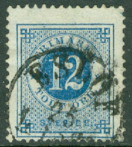F   32 Ringtyp 12 öre t.13, stpl ESLÖF. Färgstreck i ettan.