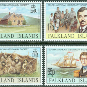 Falkland Islands – M  630-633 Sydamerikanska Missionssällskapet – SAMS 150 år, 4 kpl **