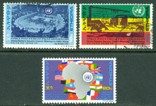 Etiopien - M  723-725 FN:s säkerhetsrådskonferens i Addis Abeba, 3 kpl stpl/**