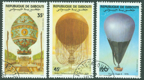 Djibouti - M  358-360 Flyg i 200 år, luftballonger, 3 kpl stpl