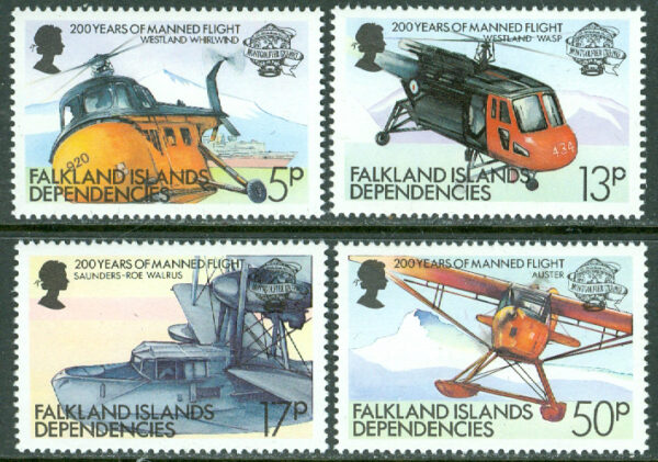 Falkland Islands - M  386-389 Luftfart i 200 år, 4 kpl **