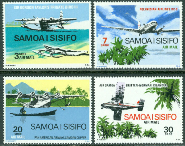 Samoa - M  218-221 Int. Passagerar- och postflygtjänst mellan Apia och Asau, 4 kpl **