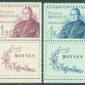 Tjeckoslovakien – M  525-526 Štefan Moyses (1797-1869), biskop, grundare av den slovakiska rörelsen, 2 kpl + Zf **