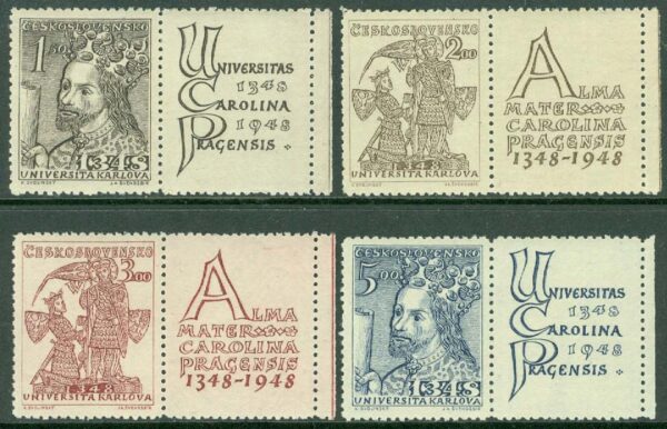 Tjeckoslovakien - M  535-538 Karls-Universitetet 600 år, 4 kpl + zf **