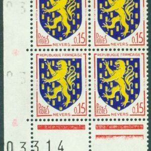 Frankrike – M 1407 Stadsvapen Nevers, 0,15 Fr, hörnfyrblock **
