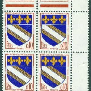 Frankrike – M 1420 y Stadsvapen Troyes, 4-block kpl **