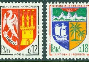 Frankrike – M 1472-1473 Stadsvapen Agen och Saint-Denis, 2 kpl **