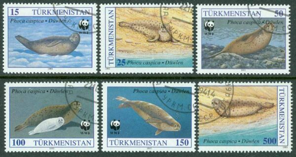Turkmenistan - M   30-35 Sälar - Naturskydd - WWF, 6 kpl stpl
