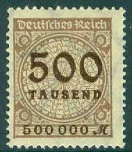 Deutsches Reich – M  313 A Siffertyp 500 tausend **