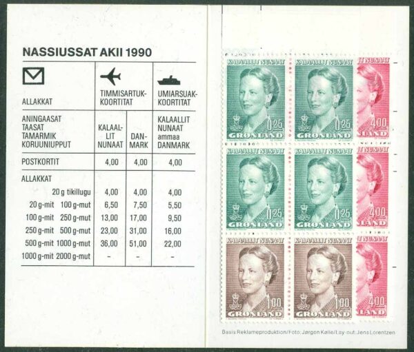 Grönland - Häfte H  2 Drottning Margrethe typ IV, 20 frimärken **