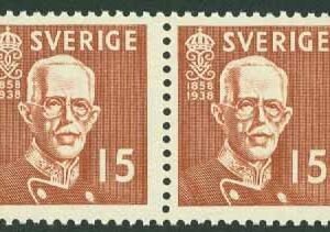 Sverige – F  267BC Gustav V 80 år 15 öre 3+4-sid par **