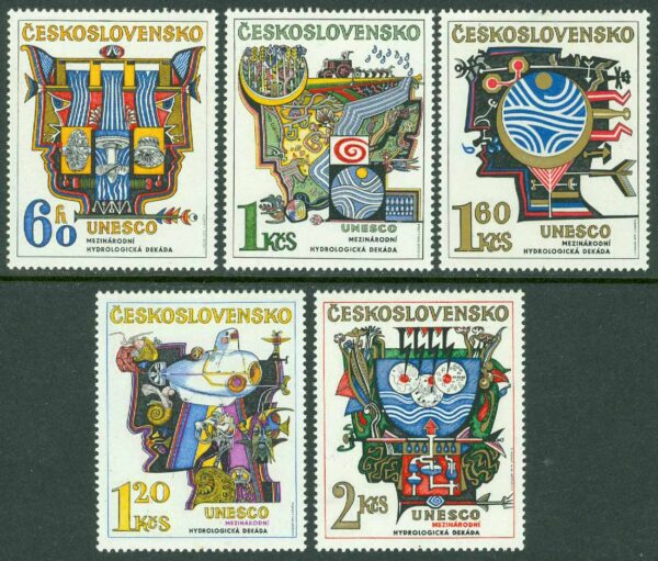 Tjeckoslovakien - M 2195-2199 UNESCO´s hydrologiska årtionde, 5 kpl **