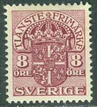 Sverige – F Tj 31 Lilla tjänste vm krona, 8 öre violett *