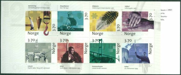 Norge - Häfte H  96 a Postverket 350 år. NORWEX 97 III, 8 frimärken **