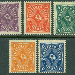 Deutsches Reich – M  224-228P Posthorn, 5 ol **