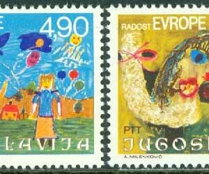 Jugoslavien – M 1854-1855 Europeiska barnträffar, ”Europeisk vänskap”, 2 kpl **
