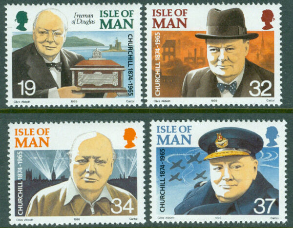 Isle of Man - M  438-441 50 år sedan Winston Churchill blev premiärminister, 4 kpl **