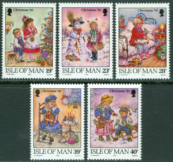 Isle of Man - M  564-568 Jul 1993, Lekande barn, 5 kpl **