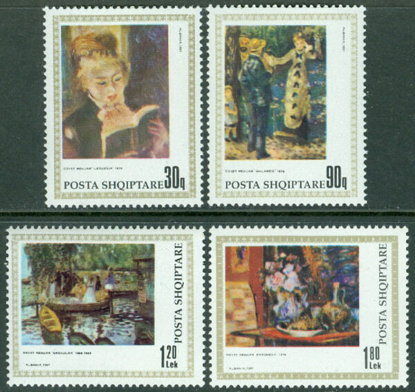Albanien - M 2466-2469 Målningar av Pierre-Auguste Renoir (1841–1919), fransk konstnär, 4 kpl **