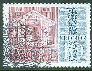 F 3072 Hälsingegårdar, 10 kr stpl