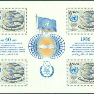Tjeckoslovakien – M BL  63 FN 40 år, Int. Fredsåret 1986, block kpl **
