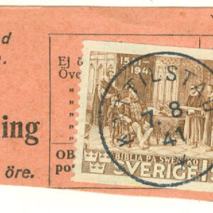 F  328 Bibeln. Stpl KÄTTILSTAD 7.8.41 på klipp, kht  (E/Ög)