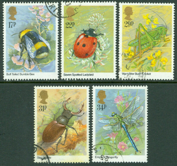 England - M 1022-1026 Insekter, 5 kpl stpl