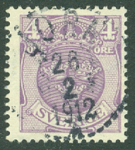 F   74 Lilla Riksvapnet vm /. 4 öre stpl JÖRN 28.2 1912  (AC/Vb)