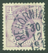 F   74 Lilla Riksvapnet vm /. 4 öre stpl TREHÖRNINGSJÖ 30.12.191?  (Y/Å)