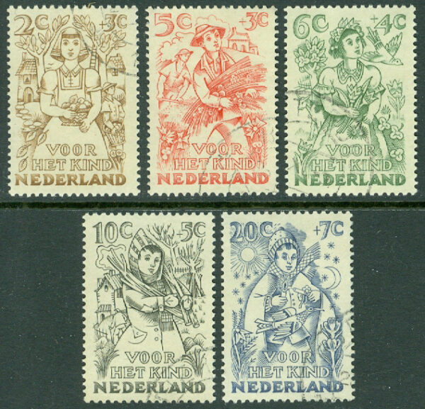 Nederländerna - M  546-550 „Voor het Kind“ 1949, 5 kpl stpl