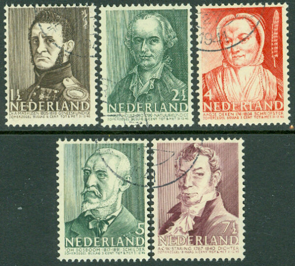 Nederländerna - M  392-396 Sommarfrimärken till förmån för kulturell och social välfärd, 5 kpl stpl