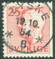 F  405B Gustaf V Adolf typ I 25 öre. BYSKE 19.10.54  (AC/Vb)
