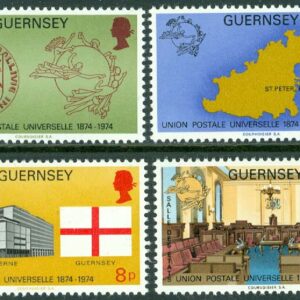Guernsey – M  106-109 Världspostföreningen UPU 100 år 1974, 4 kpl **
