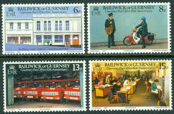 Guernsey - M  195-198 Oberoende postförvaltning 10 år, 4 kpl **