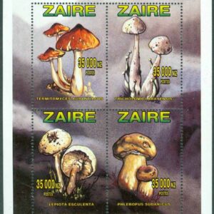 Zaire – M 1157-1160A Fauna och flora. Svampar, miniark **