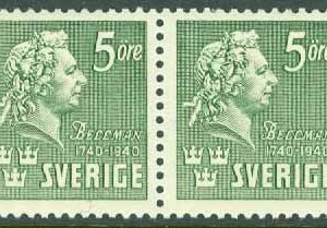 Sverige – F  324CB C M Bellman 5 öre, 4+3-sid par **