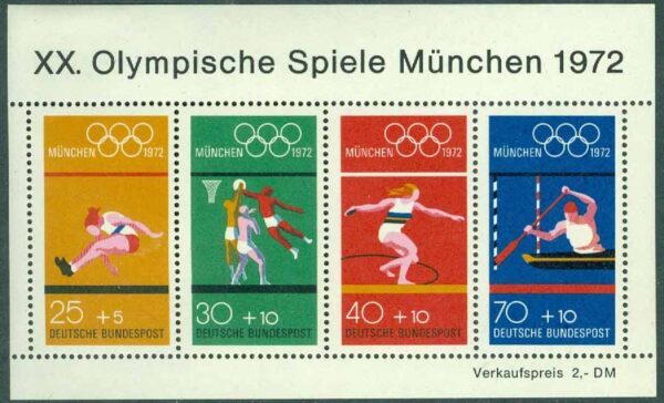 Tyskland - M BL   8 OS i München 1972, block **