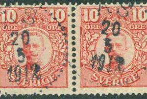 F   82 Medaljong 10 öre. Par stpl ÄS 20.5 1912  (D/Söd)