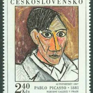 Tjeckoslovakien – M 2109 Självporträtt, målning av Pablo Picasso, 2.40 Kc **